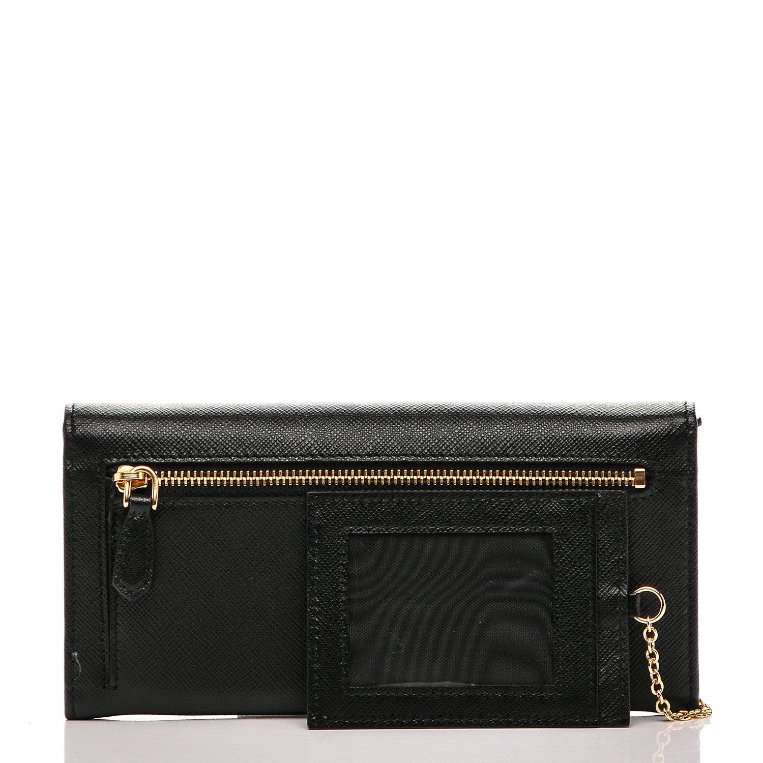 Prada Saffiano Metal Continental Flap Wallet Nero Black 7 of 7
