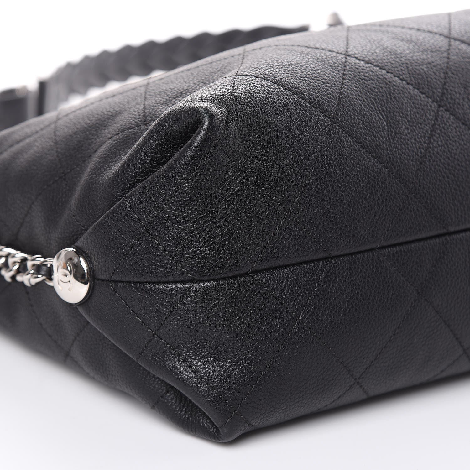 Chanel Grained Calfskin Stitched Medium Braided With Style Hobo Black 8 of 14