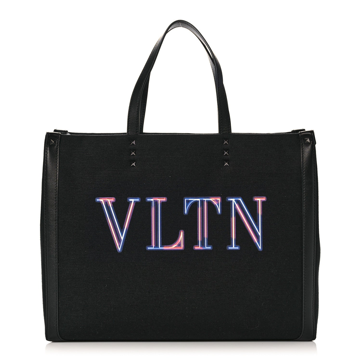 Valentino Garavani Canvas VLTN Neon Print Tote Black Multicolor 1 of 9