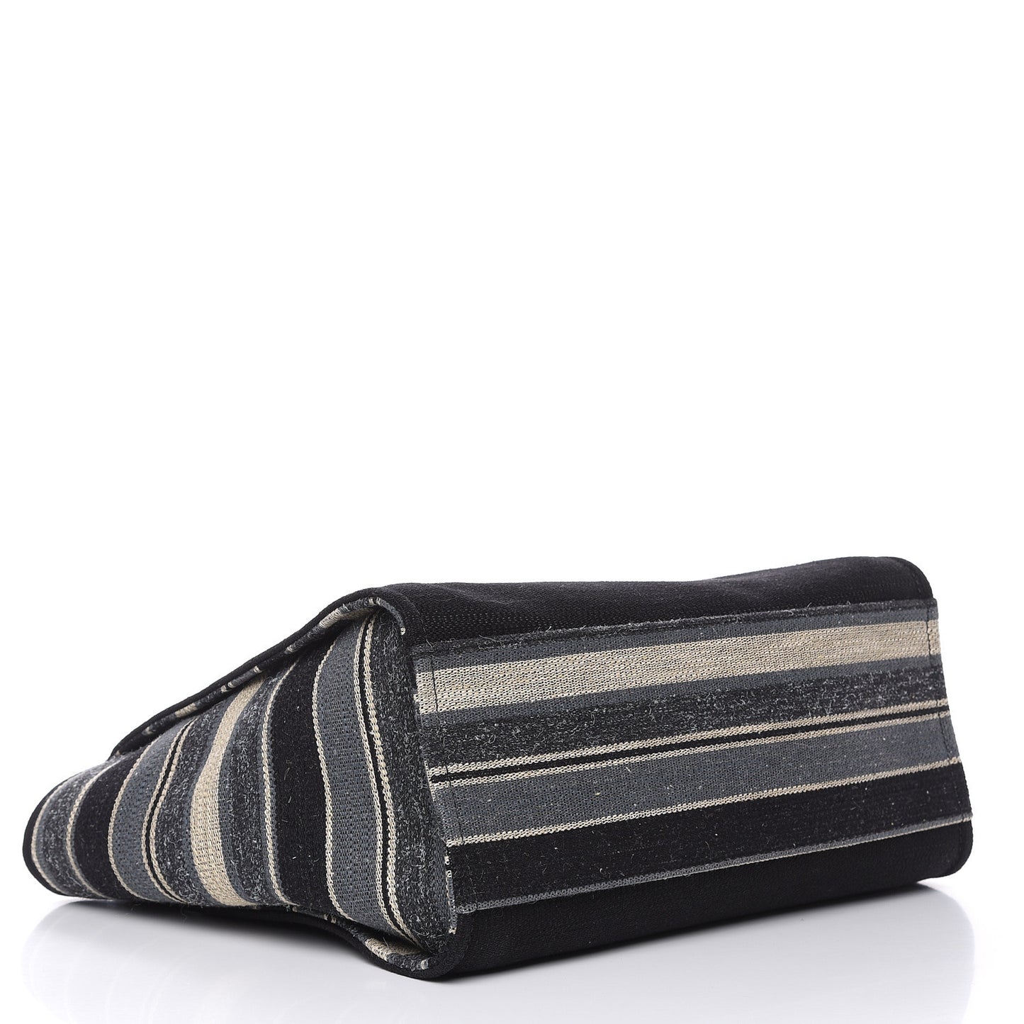 Striped Canvas Medium Deauville Tote Grey Black