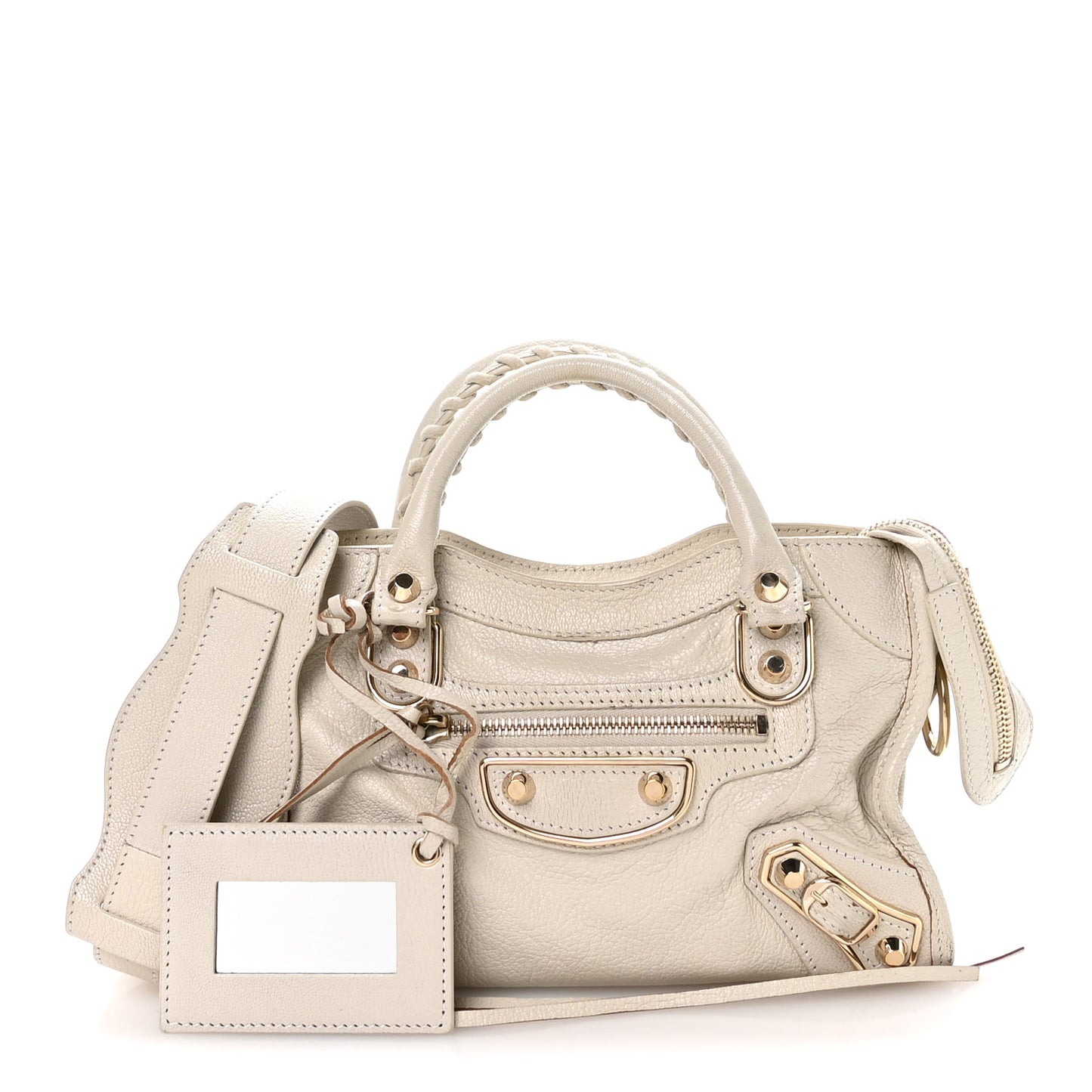 Chevre Gold Metallic Edge Hardware Mini City Ivory