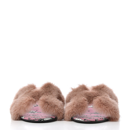 Hermes Mink Fur Oasis Sandals 36.5 Granit Rose 2 of 9