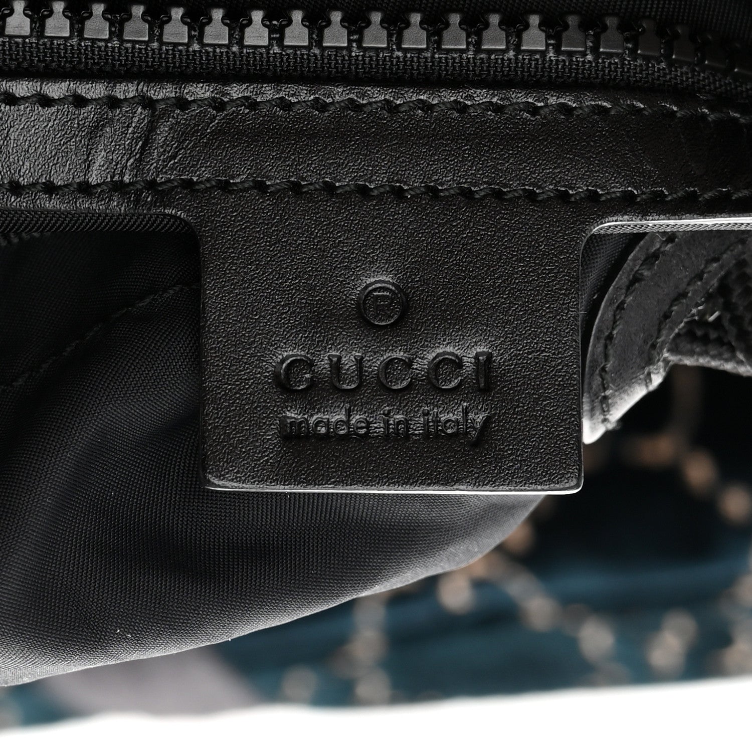 Gucci Velvet GG Monogram Web Medium Double Buckle Backpack Blue Beige Black 6 of 16