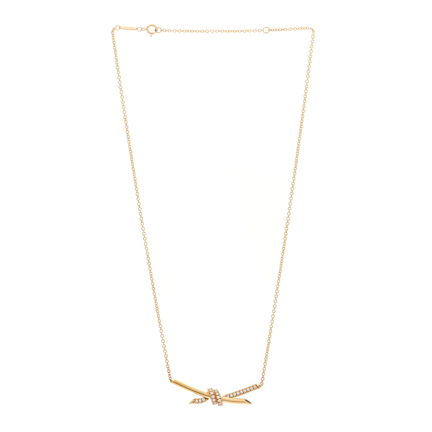 18K Yellow Gold Diamond Knot Necklace