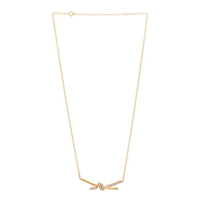 Tiffany 18K Yellow Gold Diamond Knot Necklace 3 of 6