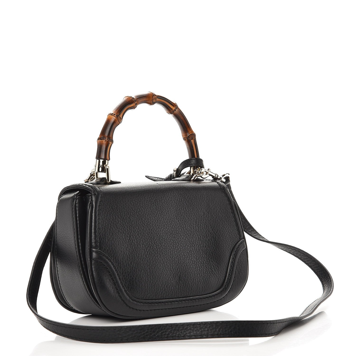 Gucci Cellarius Calfskin Small New Bamboo Top Handle Bag Black 4 of 9