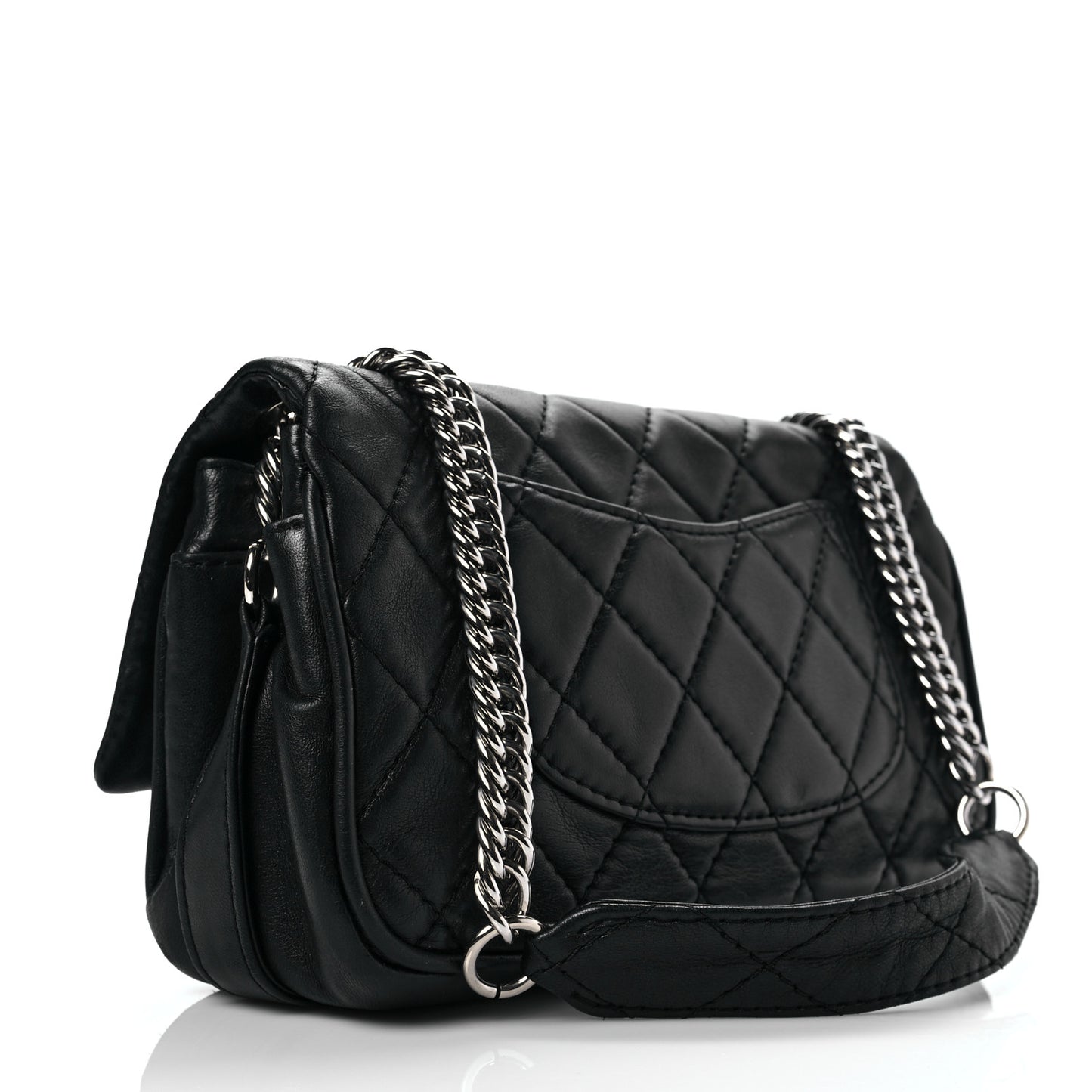 Lambskin Quilted Medium Icons Secret Label Flap Black