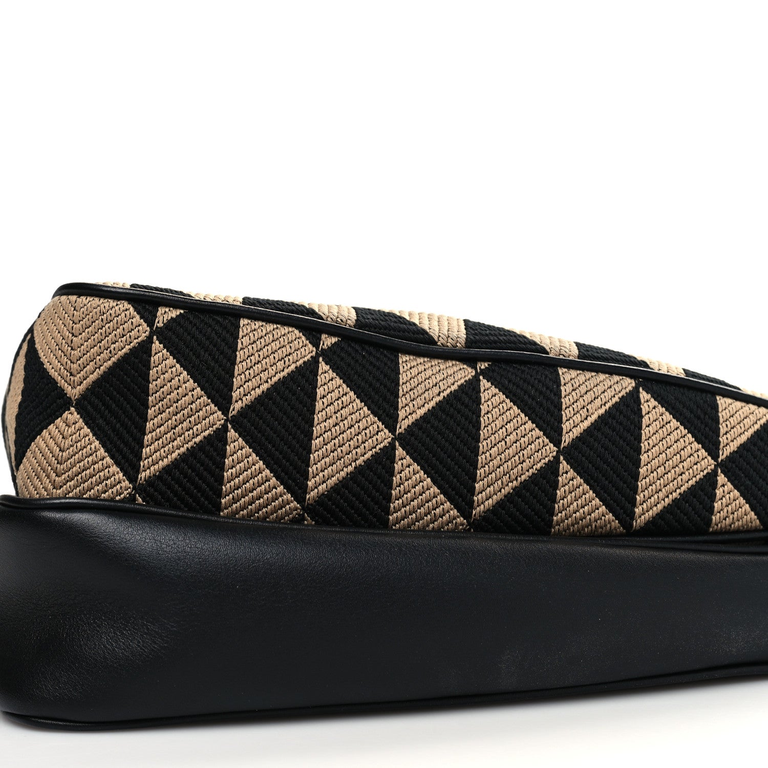 Prada Jacquard Calfskin Triangolo Symbole Embroidered Mini Triangle Double Bag Black Corda 10 of 10