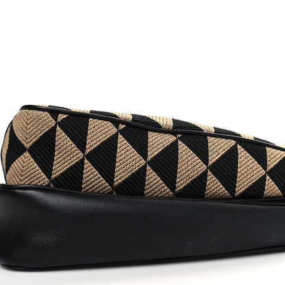 Prada Jacquard Calfskin Triangolo Symbole Embroidered Mini Triangle Double Bag Black Corda 10 of 10