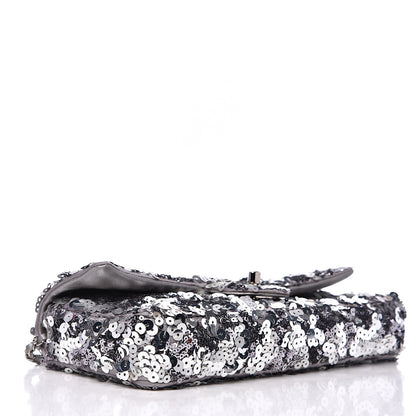 Chanel Sequin Medium Single Flap Silver 3 of 14
