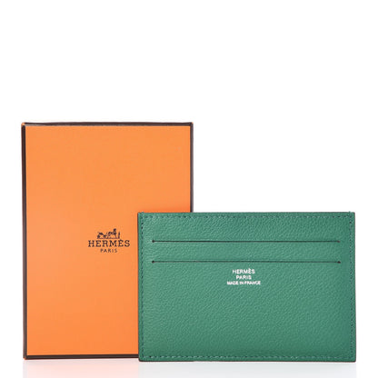 Hermes Evercolor Citizen Twill Card Case Vert Vertigo Orange Ciel 2 of 8