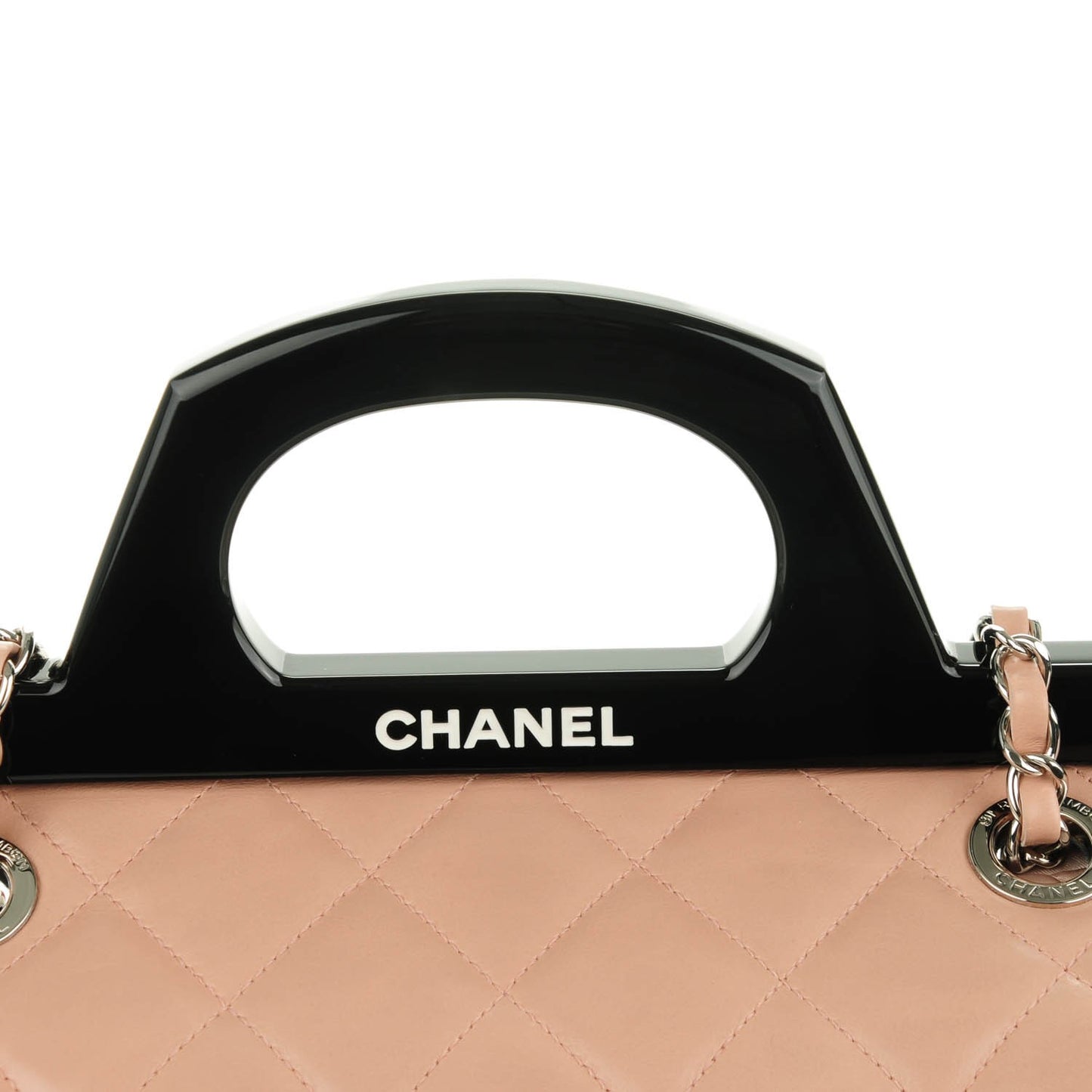 Glazed Calfskin Quilted Small CC Delivery Tote Light Pink