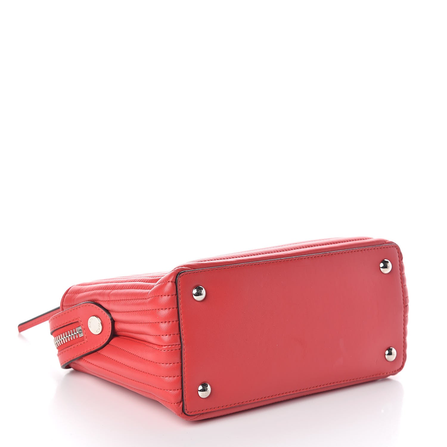 Fendi Shiny Nappa Trapuntata Small DotCom Click Chain Satchel Rojo 4 of 10