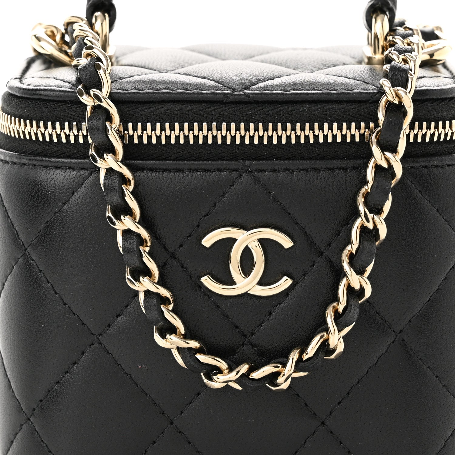 Chanel Lambskin Quilted Top Handle Mini Vanity Case With Chain Black 9 of 11