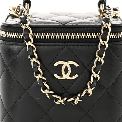 Chanel Lambskin Quilted Top Handle Mini Vanity Case With Chain Black 9 of 11
