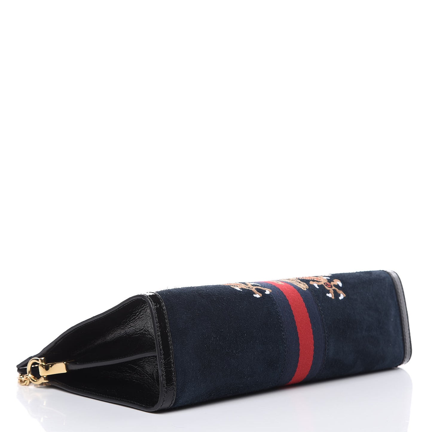 Suede Patent Web Dragon Embroidered Medium Ophidia Chain Shoulder Bag Blue Multicolor Black