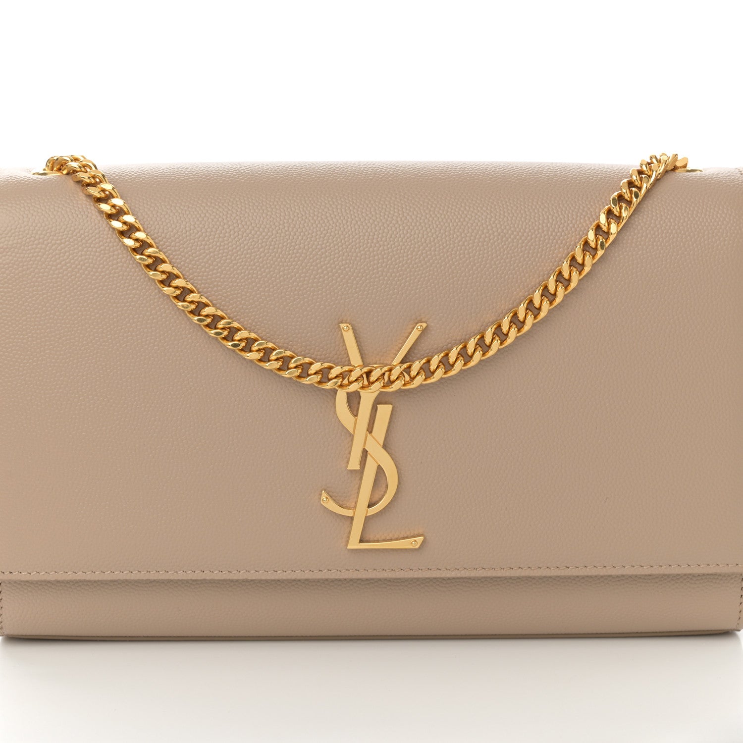 Saint Laurent Grain De Poudre Medium Monogram Kate Satchel Dark Beige 8 of 13