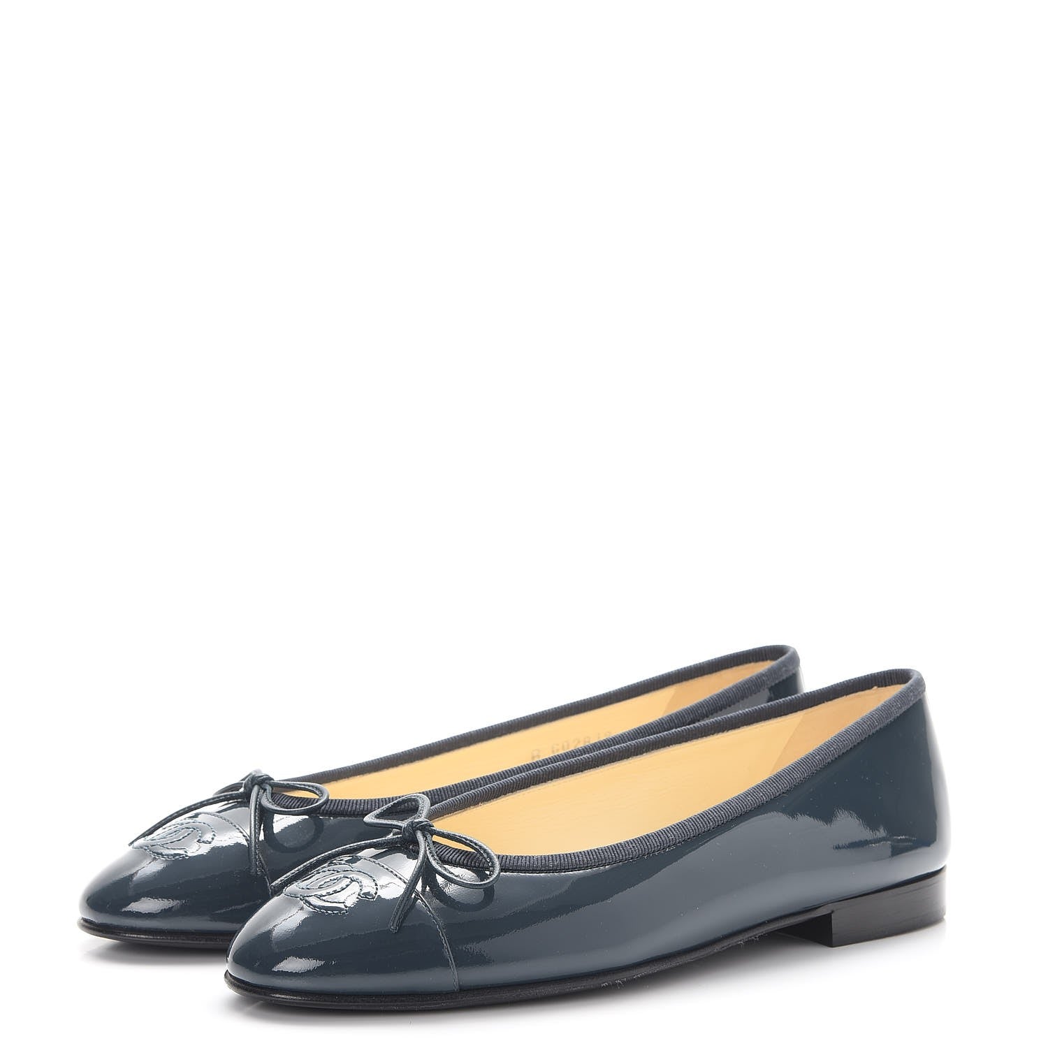 Chanel Patent CC Cap Toe Ballerina Flats 37.5 Dark Blue 3 of 10