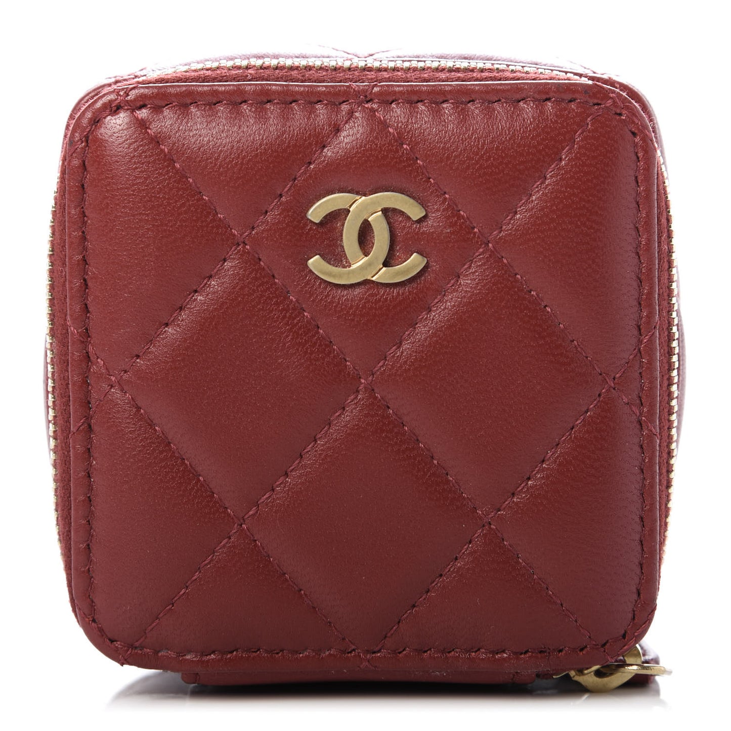 Lambskin Quilted Micro Pouch Red