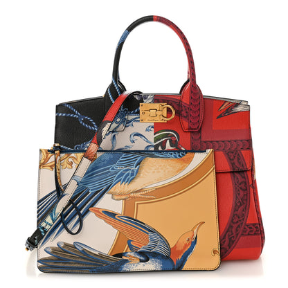 Salvatore Ferragamo Calfskin Elisabetta Piccolo Print Large The Studio Bag Red Multicolor 3 of 12