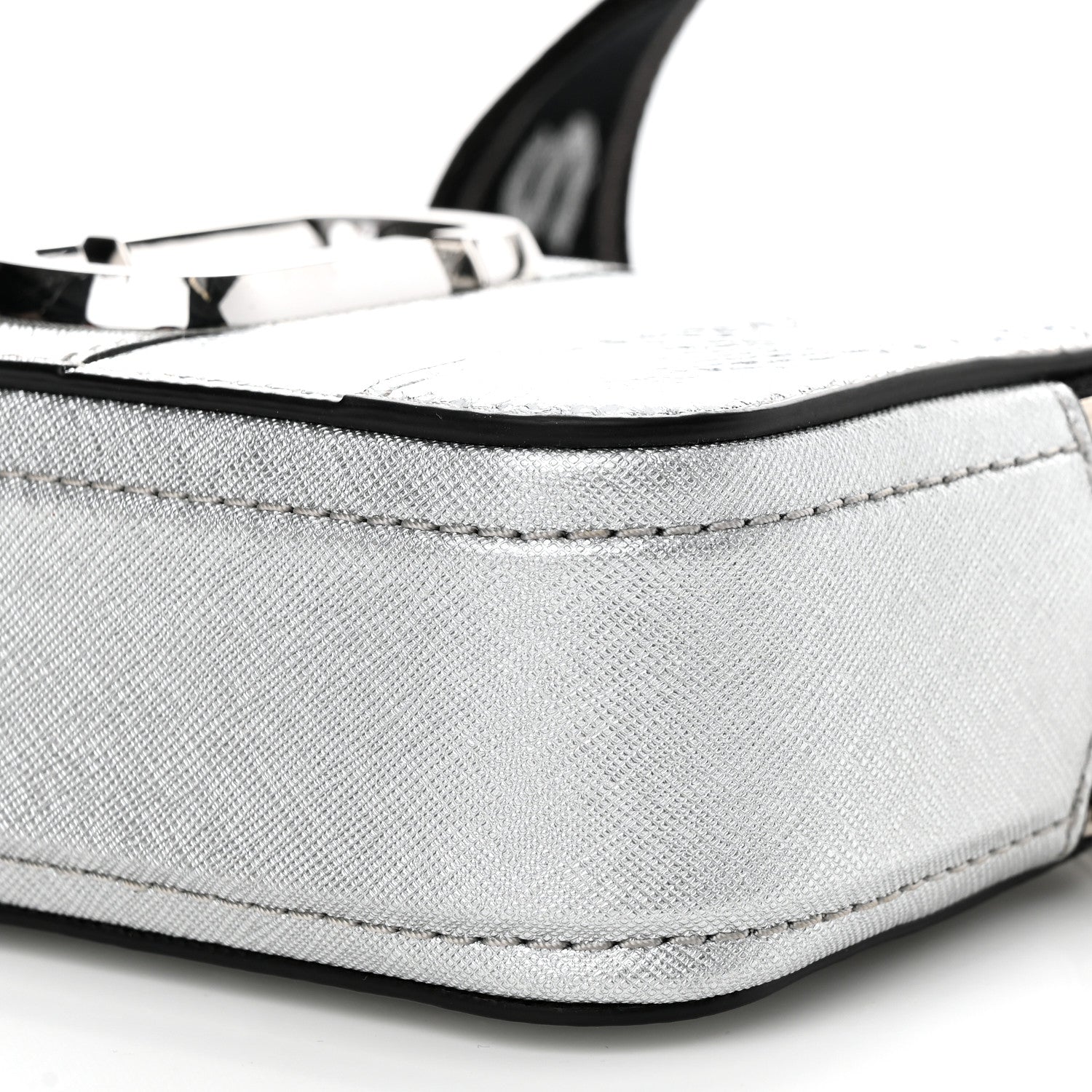 Marc Jacobs Metallic Sequin Snake Embossed Calfskin Stripe Snapshot Camera Bag Silver 11 of 14