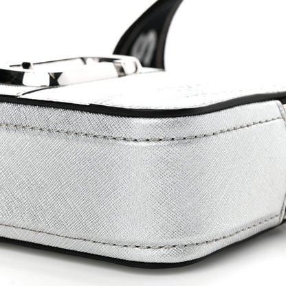 Marc Jacobs Metallic Sequin Snake Embossed Calfskin Stripe Snapshot Camera Bag Silver 11 of 14