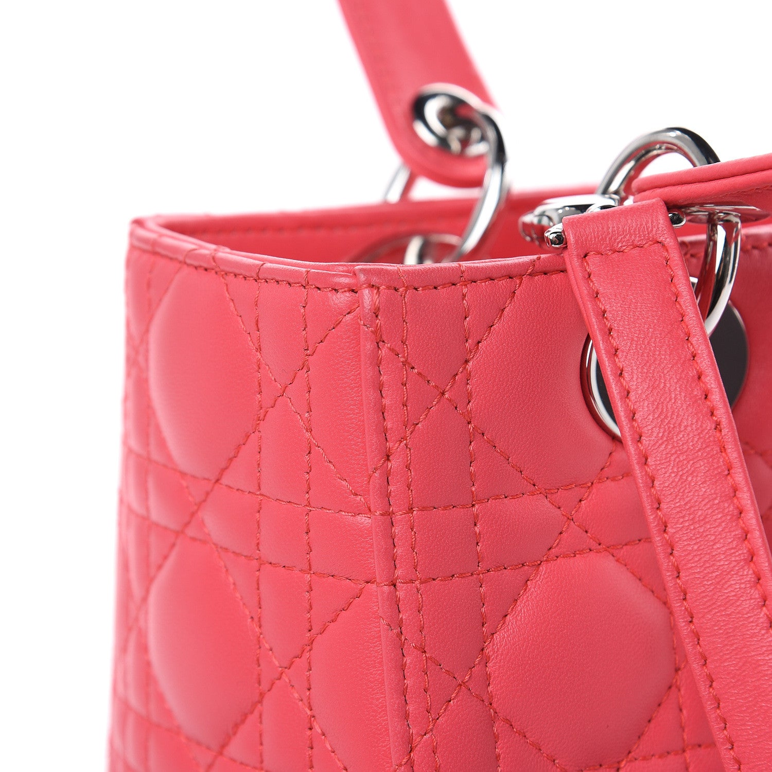 Christian Dior Lambskin Cannage Medium Lady Dior Coral 11 of 11