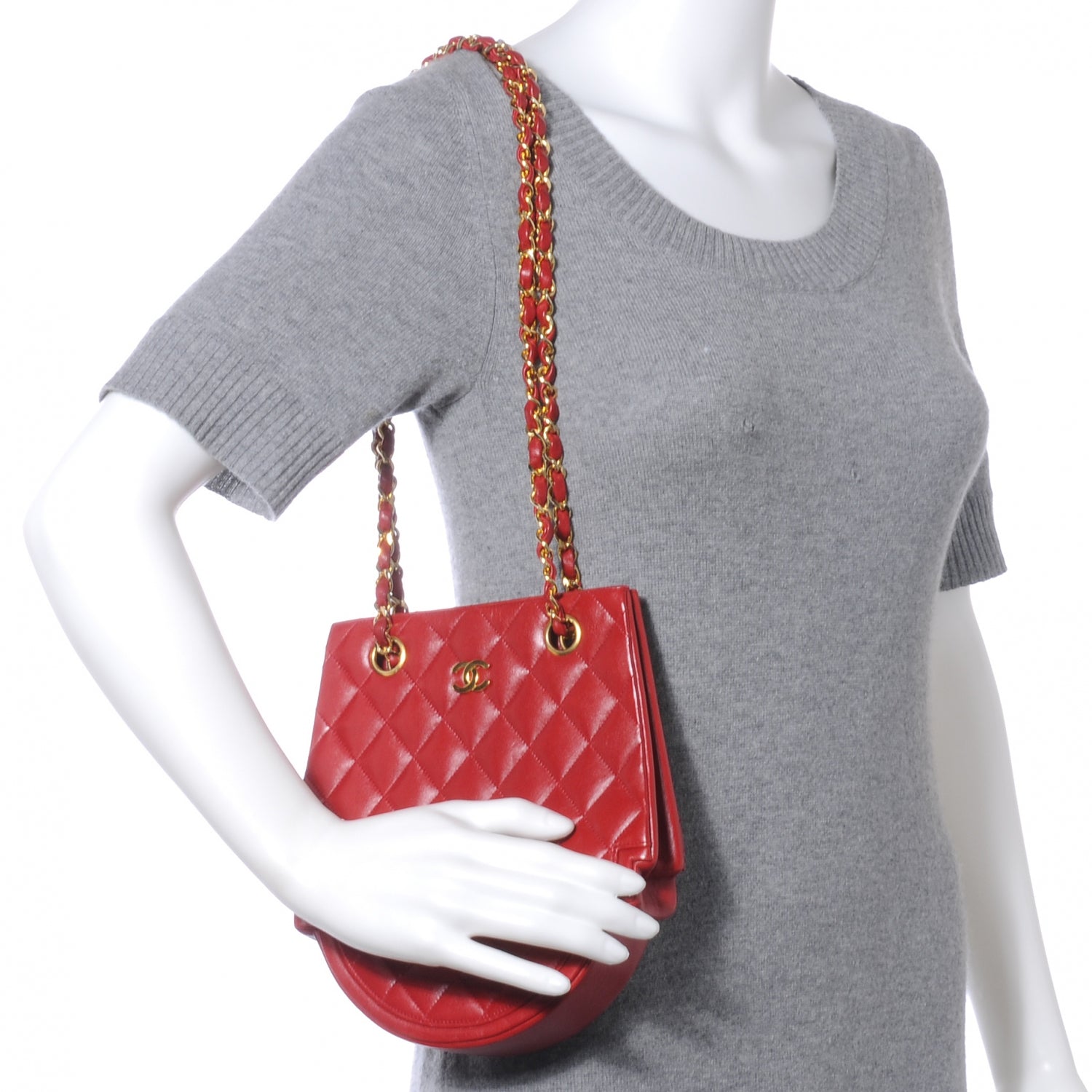 Chanel Lambskin Quilted Small Shoulder Bag Red 2 of 7