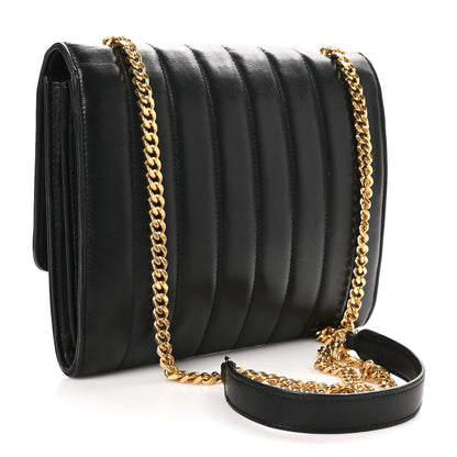 Saint Laurent Lambskin Matelasse Monogram Vicky Chain Wallet Black 3 of 10