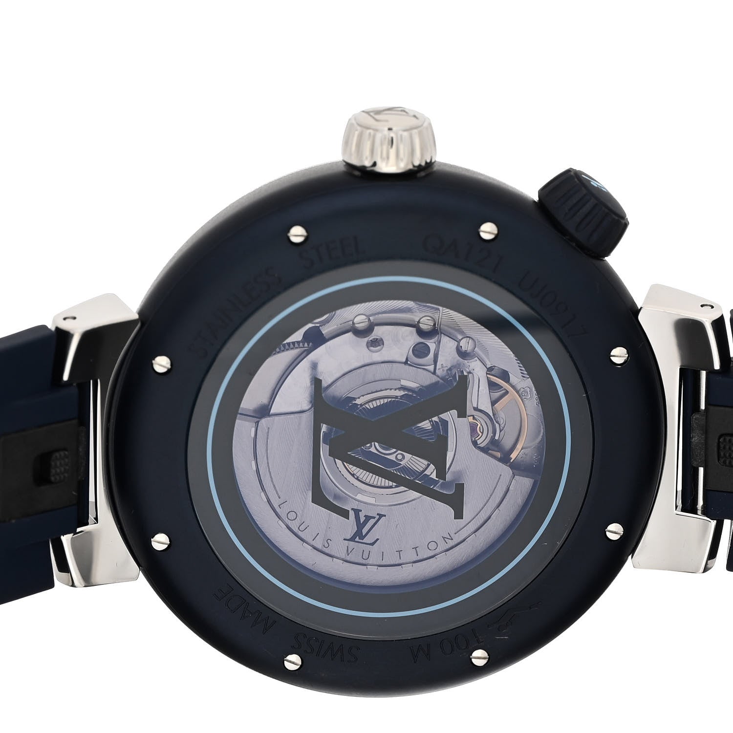 Louis Vuitton Stainless Steel Rubber 44mm Tambour Street Diver Automatic Watch Blue 4 of 5