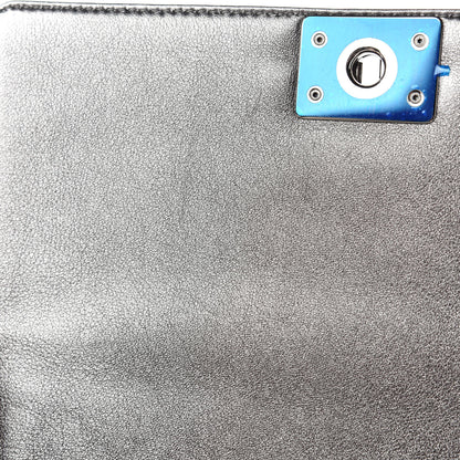 Chanel Metallic Lambskin Perforated New Medium Boy Flap Dark Silver 10 of 13