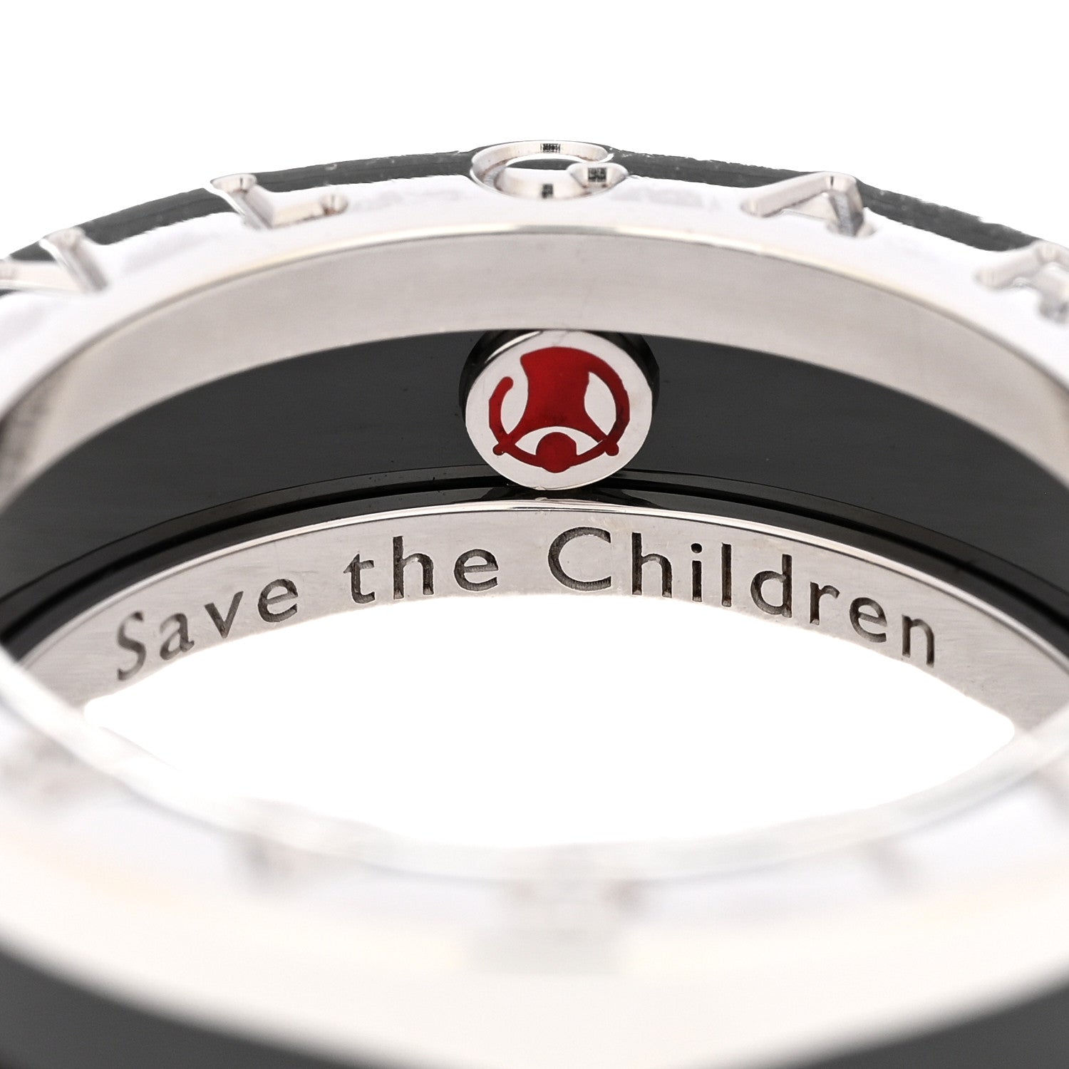 Bulgari Sterling Silver Ceramic Save The Children One-Band Ring 53 6.25 4 of 6