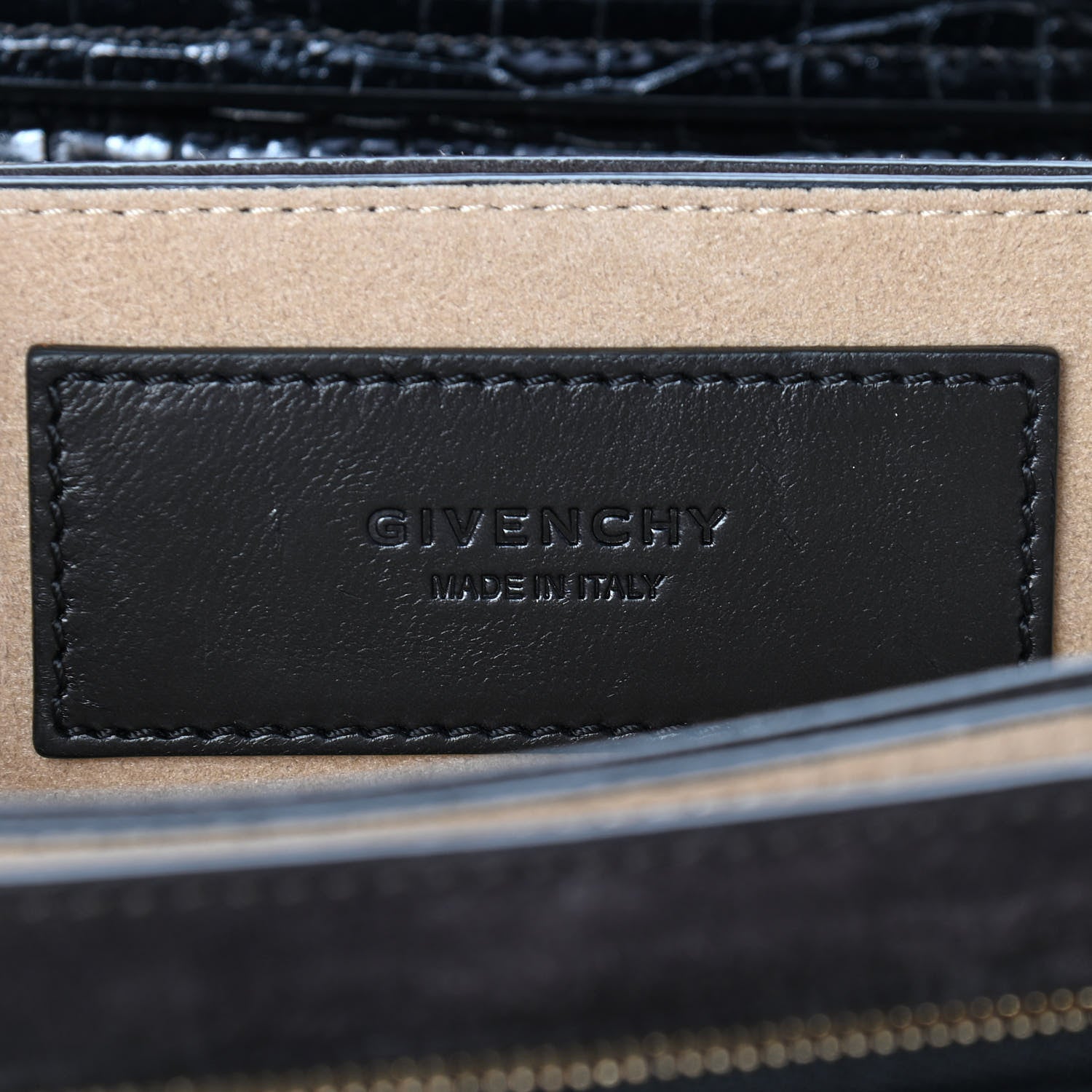 Givenchy Calfskin Crocodile Embossed Suede Small GV3 Shoulder Bag Black 6 of 8