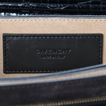 Givenchy Calfskin Crocodile Embossed Suede Small GV3 Shoulder Bag Black 6 of 8