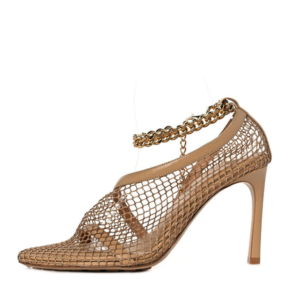 Bottega Veneta Mesh Nappa Chunky Chain Sandals 39 Beige Pony 1 of 8