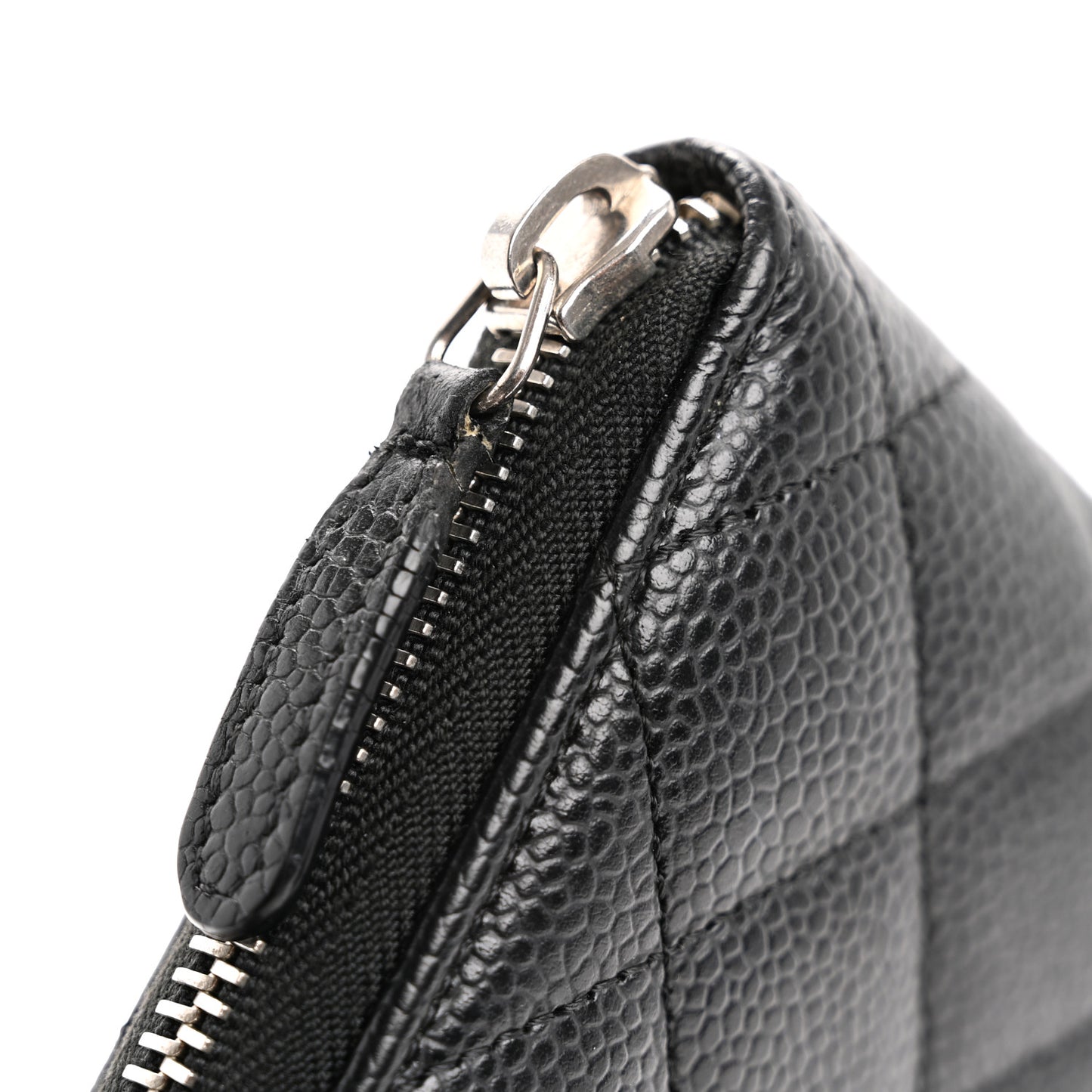 Caviar Quilted Large Gusset Zip Around Wallet Black