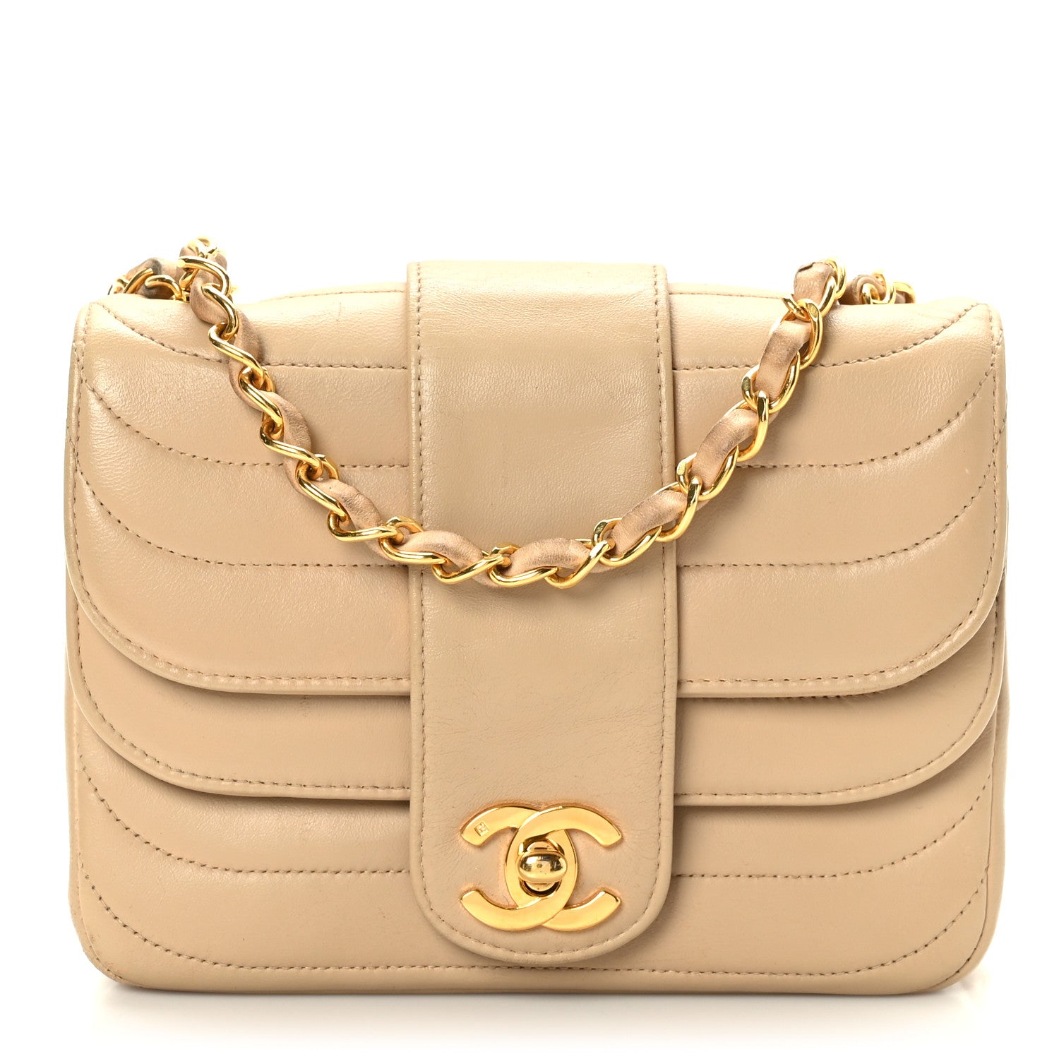 Chanel Lambskin Horizontal Quilted Mini Flap Beige 1 of 10