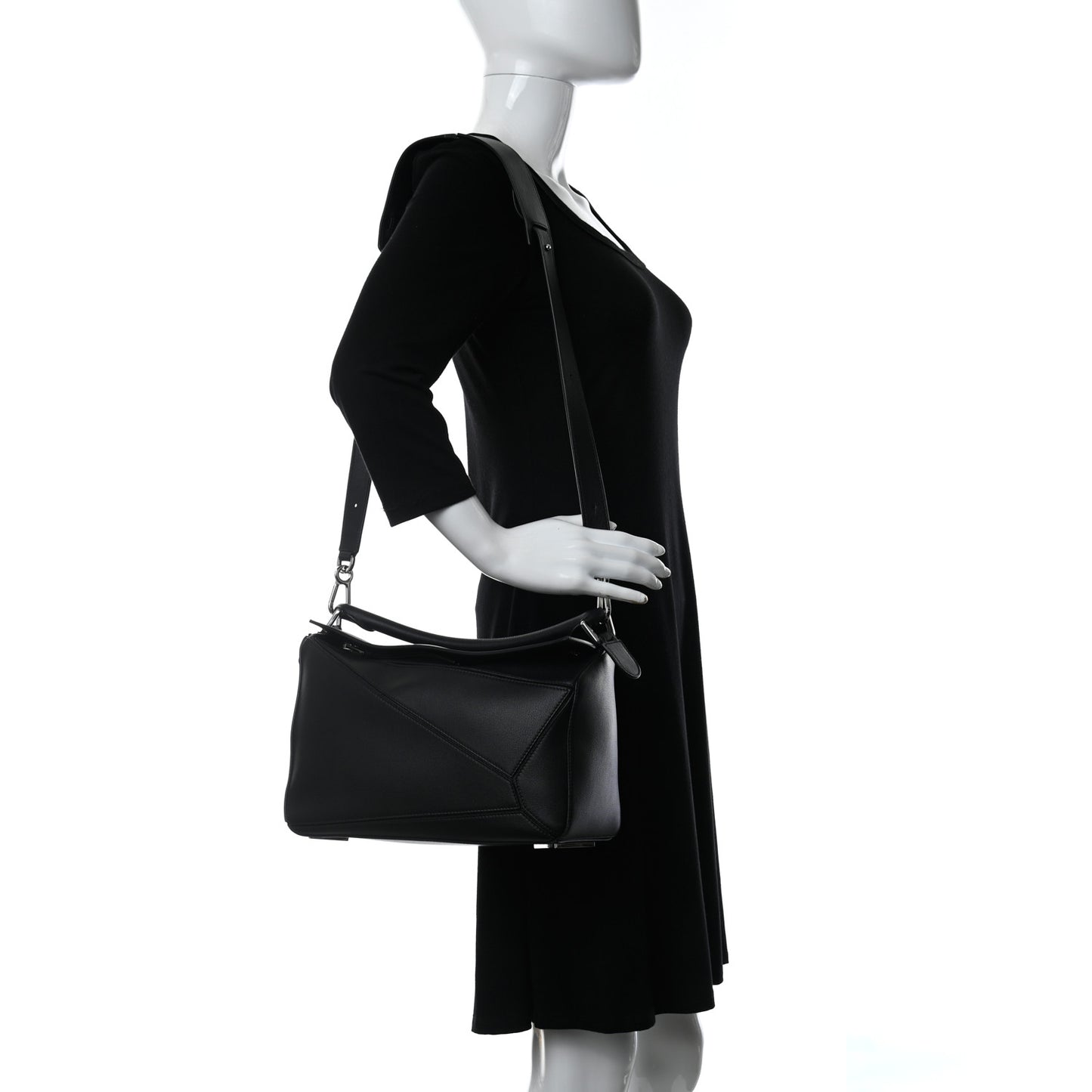Calfskin Medium Puzzle Bag Black