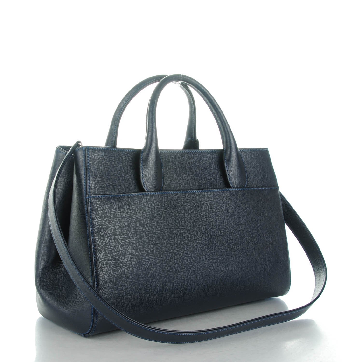 Chanel Caviar Medium Cerf Executive Shopper Tote Navy 3 of 7