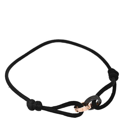 Cartier 18K Pink Gold Ceramic 4 Diamond LOVE Cord Bracelet Black 1 of 5