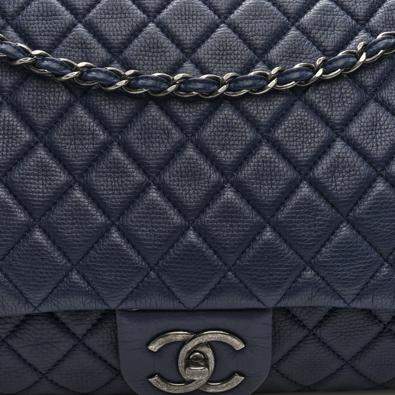 Chanel Calfskin Quilted XXL Travel Flap Bag Navy 8 of 10