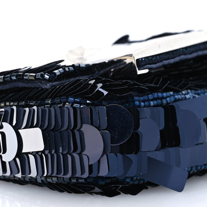 Fendi Sequin Paillettes Shiny Nappa Sex and the City Nano Maxi Buckle Baguette Charm Midnight 10 of 13