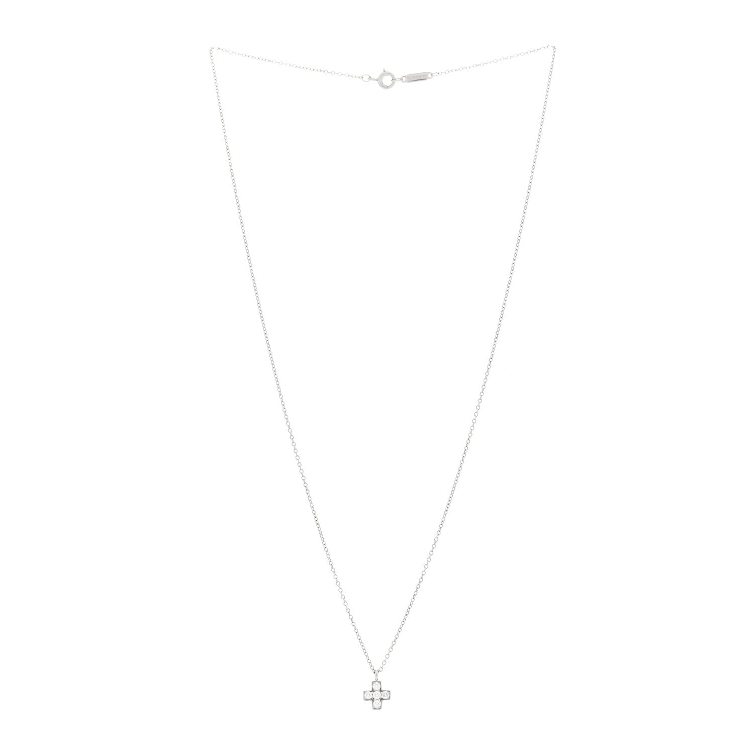 Tiffany Platinum Diamond Cruciform Cross Pendant Necklace 3 of 4