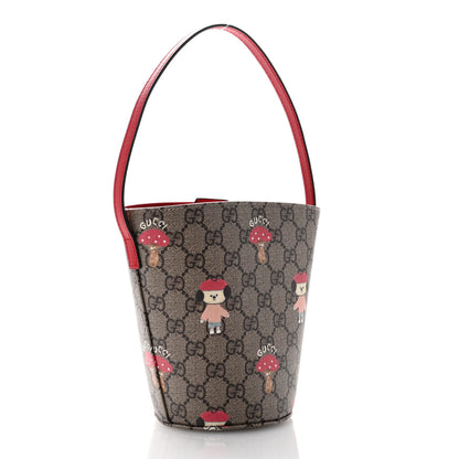 Gucci GG Supreme Monogram Childrens Printed Bucket Bag Beige Dark Brown Red 3 of 10