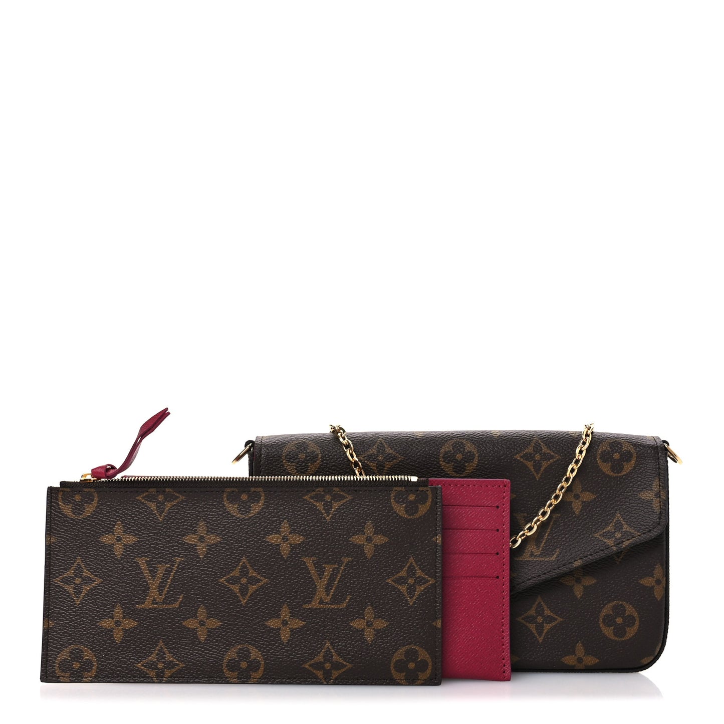 Monogram Pochette Felicie Chain Wallet Fuchsia