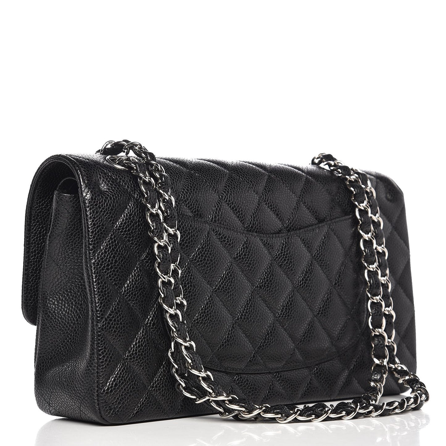 Caviar Quilted Medium Double Flap Black