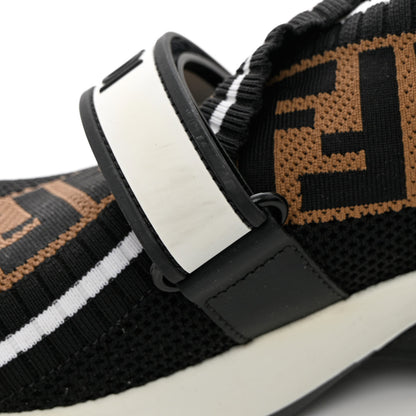 Fendi Stretch Yarn FF Stiff Band Rockoko Sneakers 38 Black White Tobacco 8 of 13
