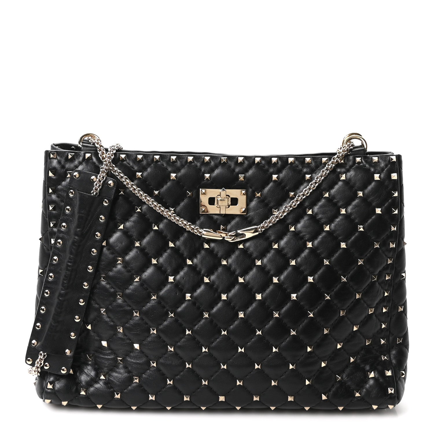 Valentino Garavani Nappa Rockstud Spike Shoulder Tote Black 1 of 9