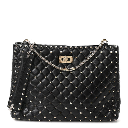 Valentino Garavani Nappa Rockstud Spike Shoulder Tote Black 1 of 9