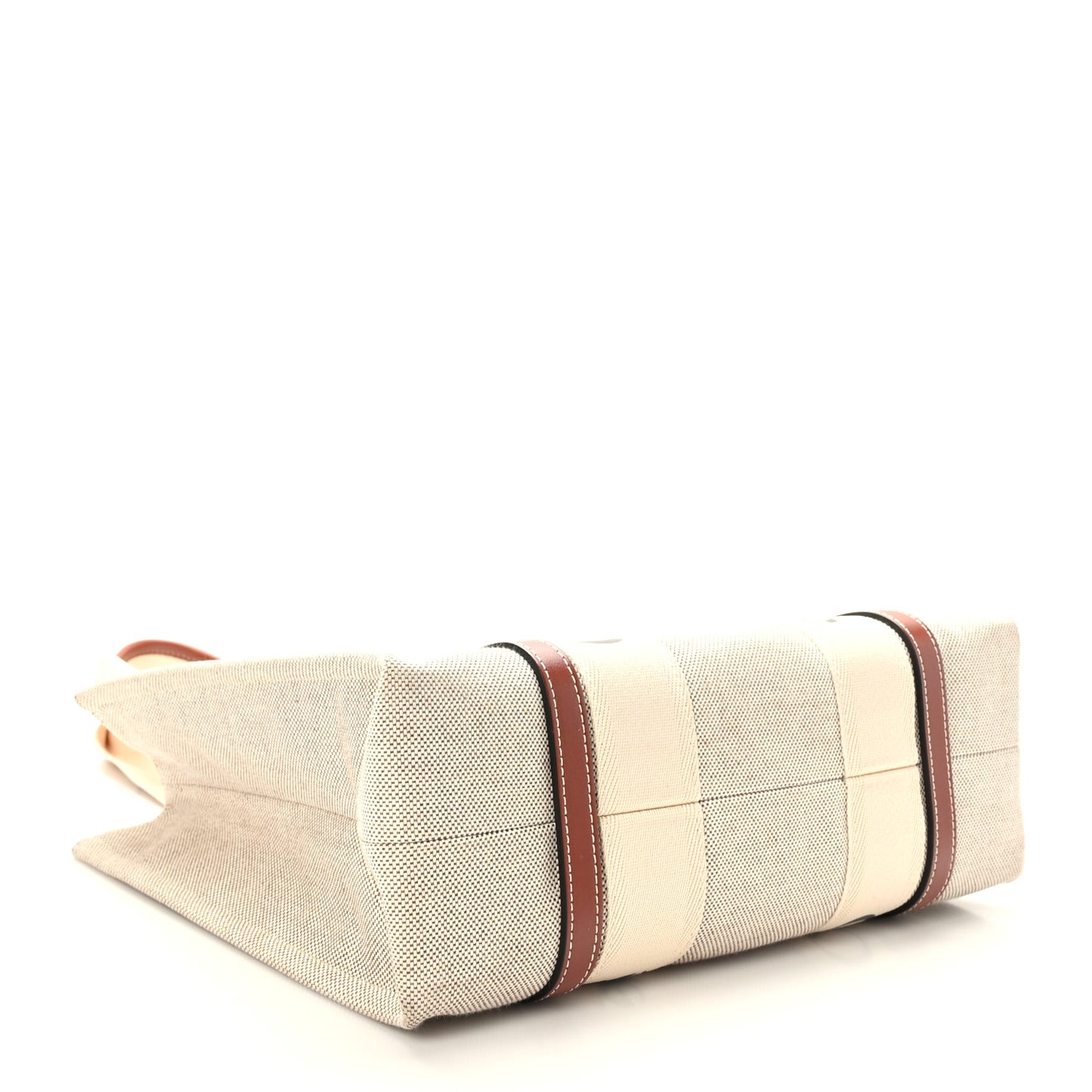 Cotton Calfskin Medium Woody Ribbon Tote White Brown